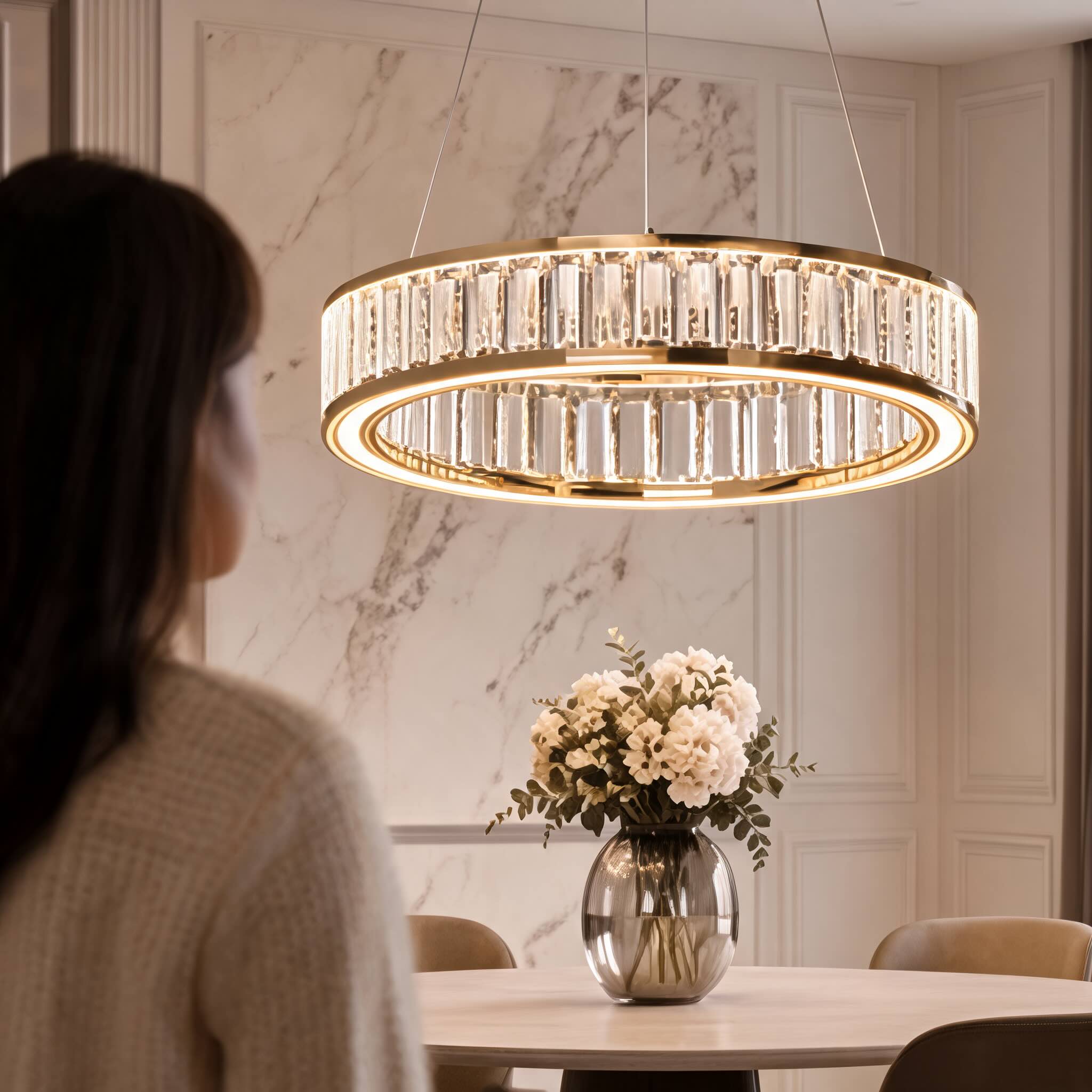 Multi-Layer Color-Adjustable LED Chandelier