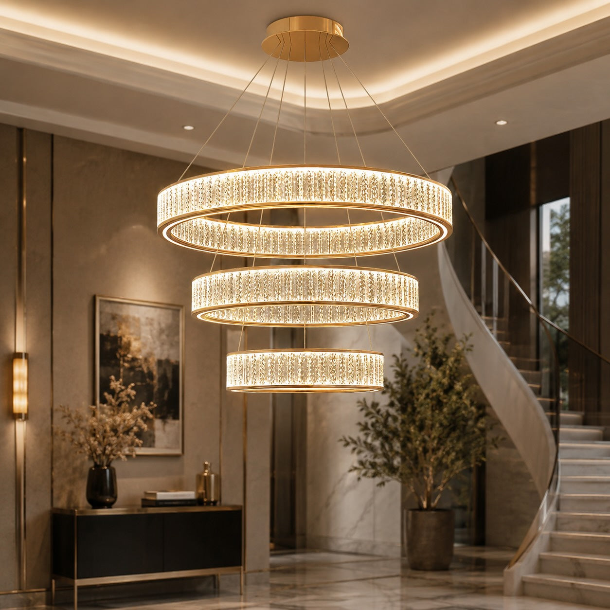 Multi-Layer Color-Adjustable LED Chandelier