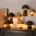 Mushroom Table Lamp Dimmable USB Rechargeable Natural Wood