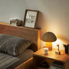Mushroom Table Lamp Dimmable USB Rechargeable Natural Wood