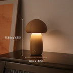 Mushroom Table Lamp Dimmable USB Rechargeable Natural Wood