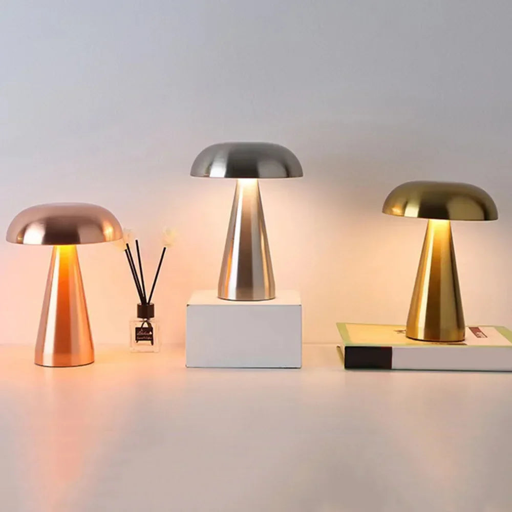 Mushroom Table Lamp Wireless USB Rechargeable Touch Control