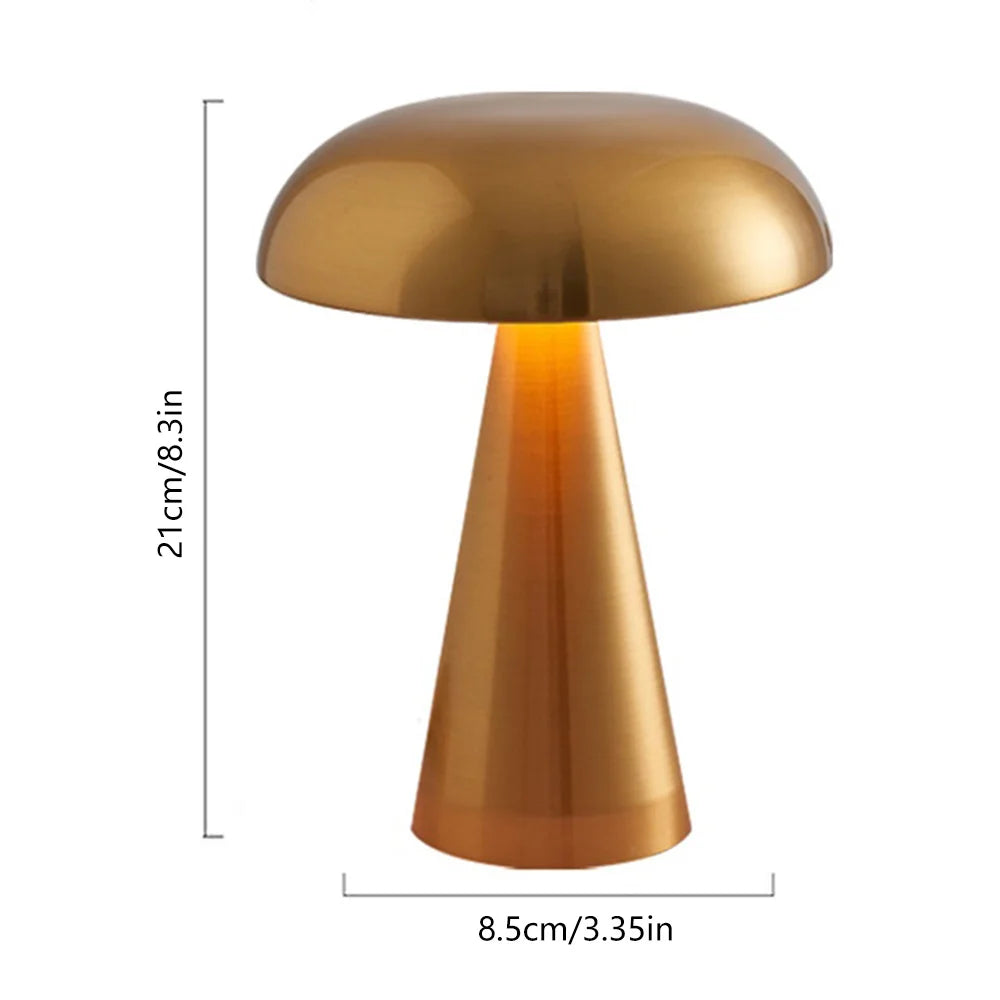 Mushroom Table Lamp Wireless USB Rechargeable Touch Control