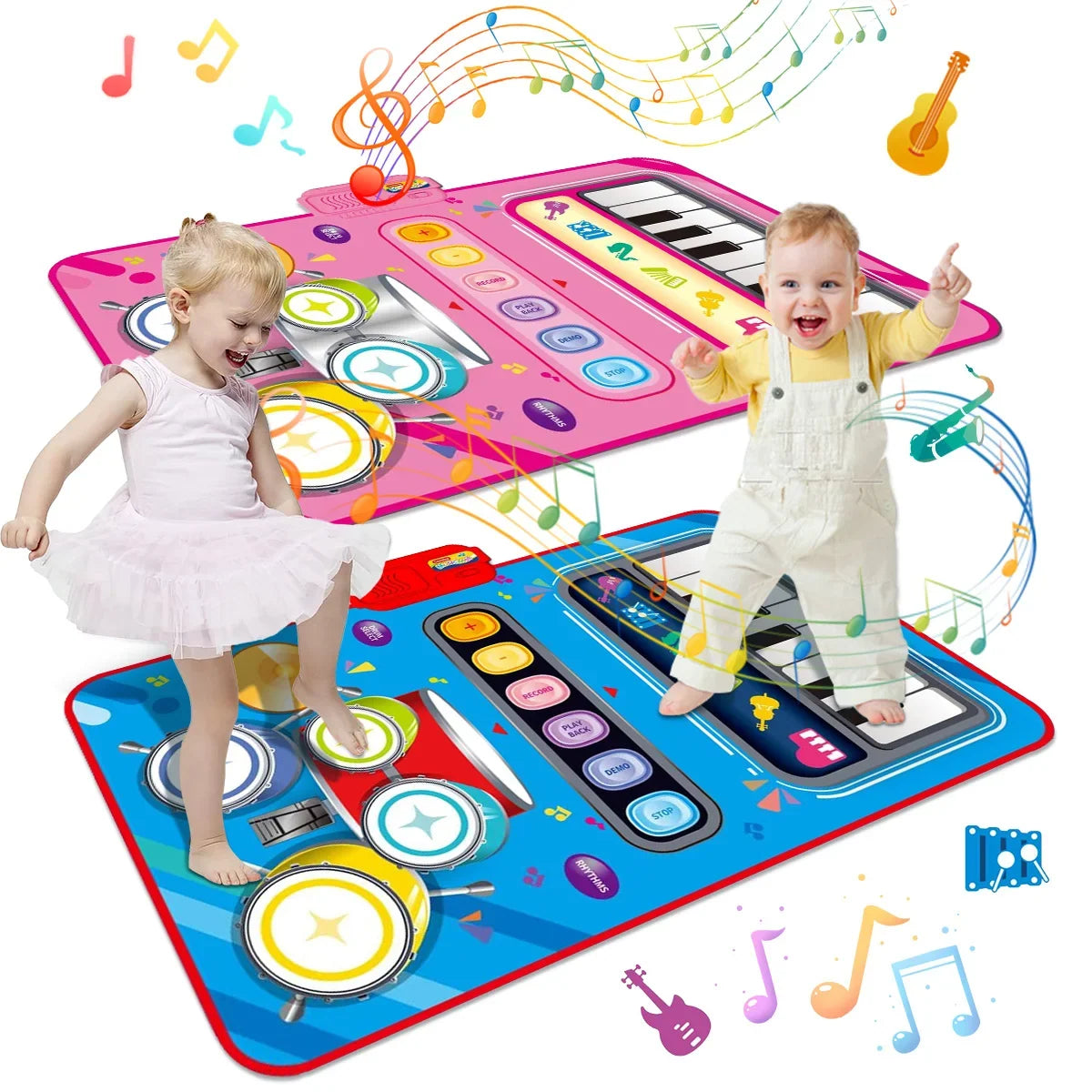 Musical Play Mat Multi-Instrument Anti-Slip Includes Drumsticks