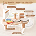 Musical Toy Set Natural Wood Multi-Instrument Non-Toxic Paint