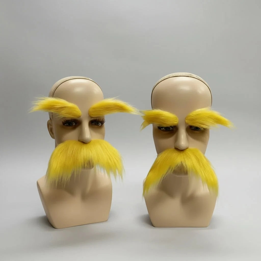 Mustache & Eyebrows Set Self-Adhesive Faux Leather