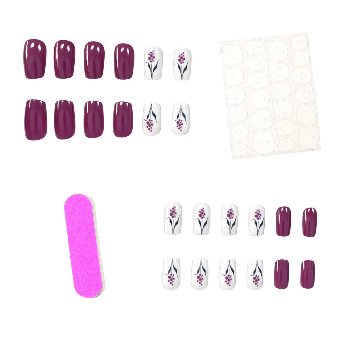 Nail Art Decals Floral Designs 24-Piece Easy Application