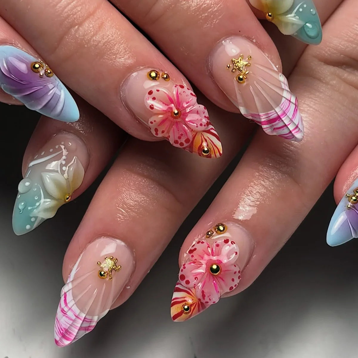 Nail Art Decorations 3D Floral Acrylic White