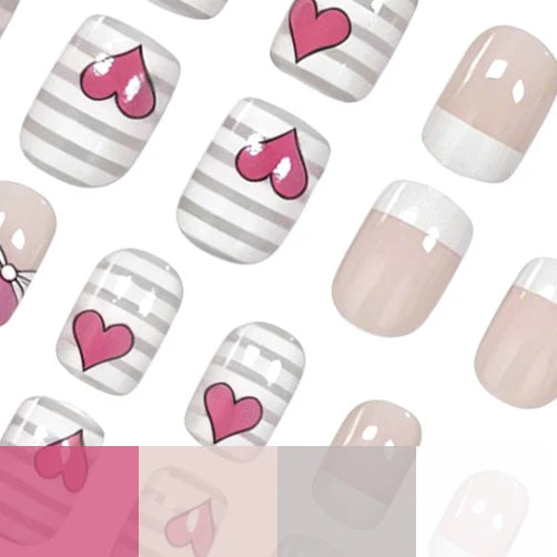 Nail Art Enhancements Assorted Bows & Hearts Non-Toxic 24-Piece