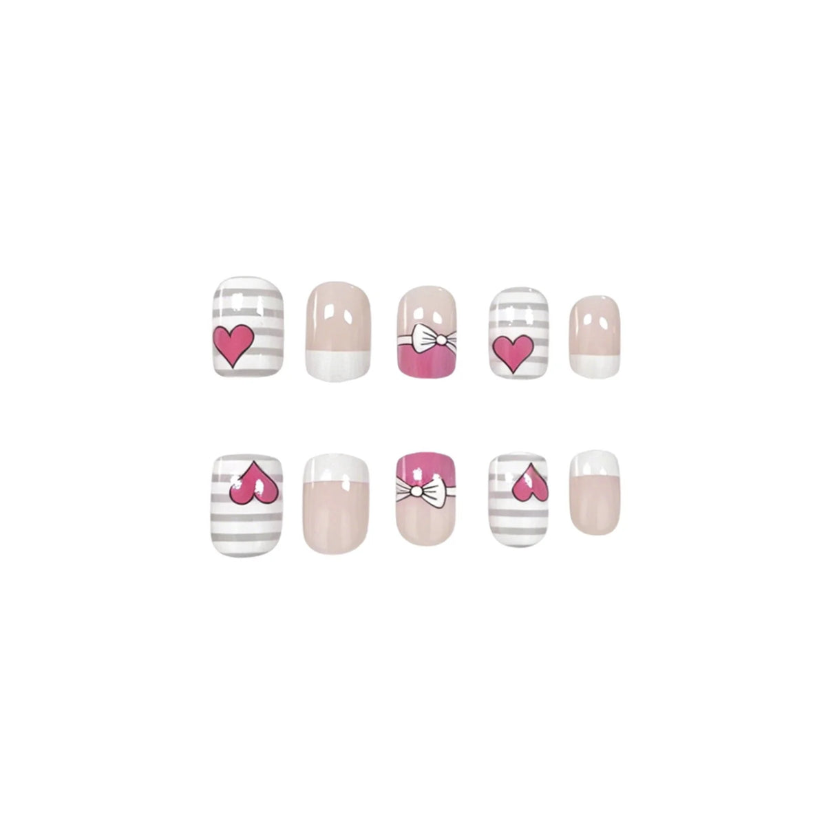 Nail Art Enhancements Assorted Bows & Hearts Non-Toxic 24-Piece