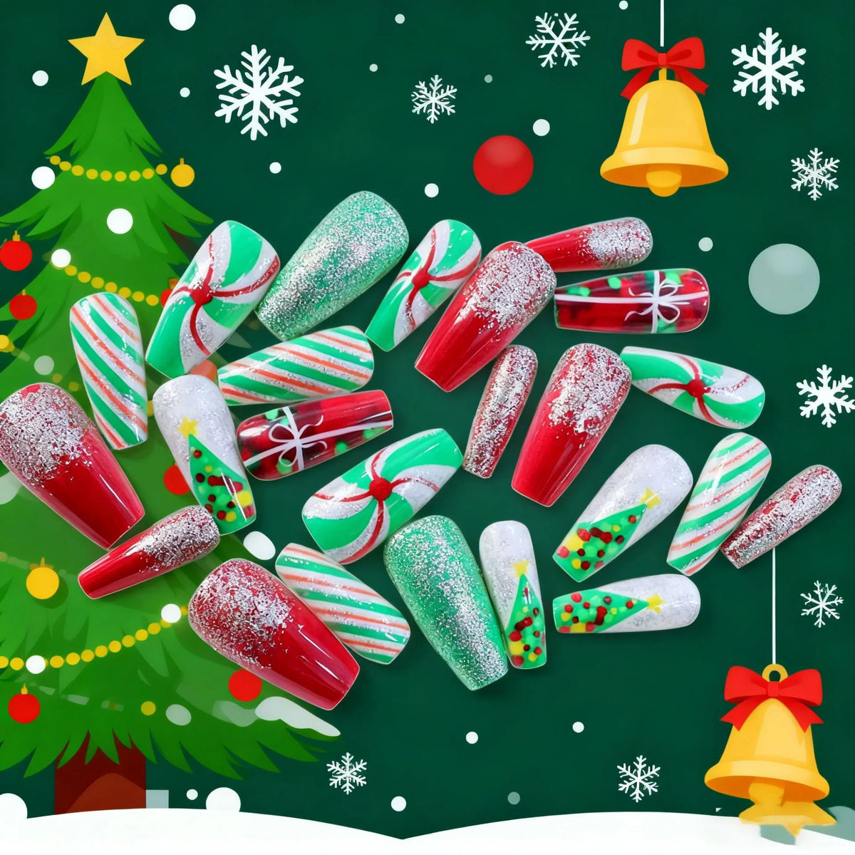 Nail Art Enhancements Christmas Designs & Glitter Long-Lasting Gloss