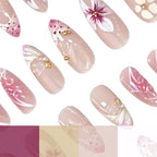 Nail Art Enhancements Floral & Metallic Set of 24