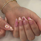 Nail Art Enhancements Floral & Metallic Set of 24