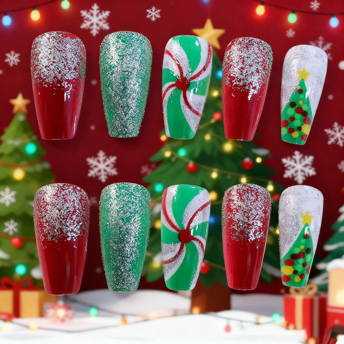 Nail Art Enhancements Holiday Glitter Christmas Designs
