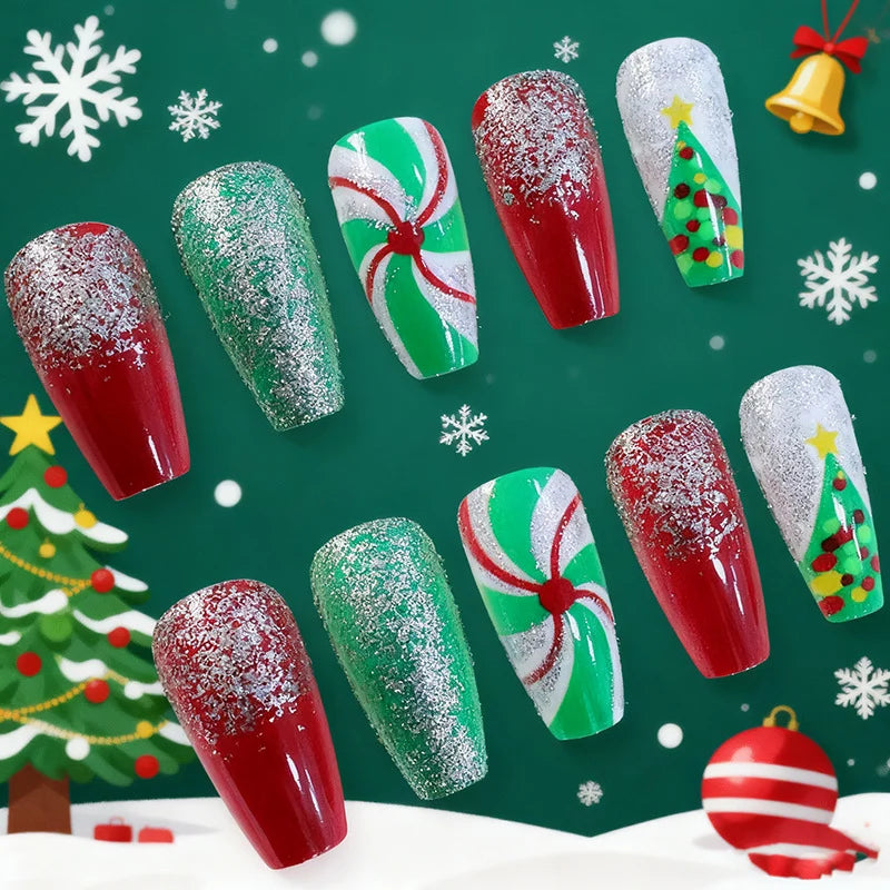 Nail Art Enhancements Holiday Glitter Christmas Designs