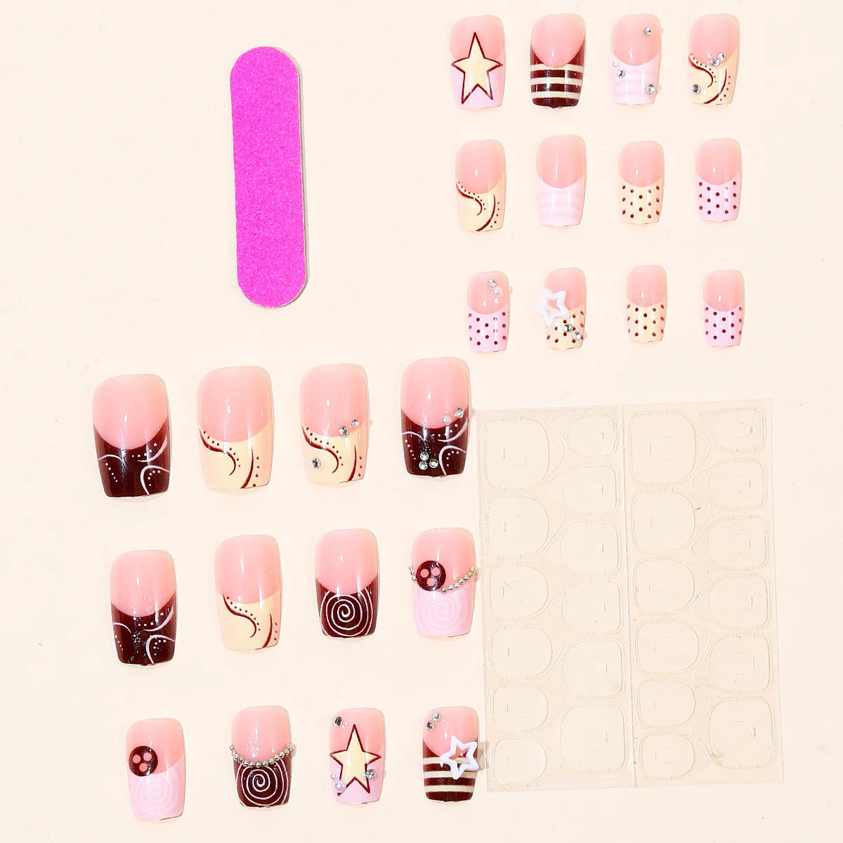 Nail Art Extensions Acrylic Stars & Swirls Easy Application