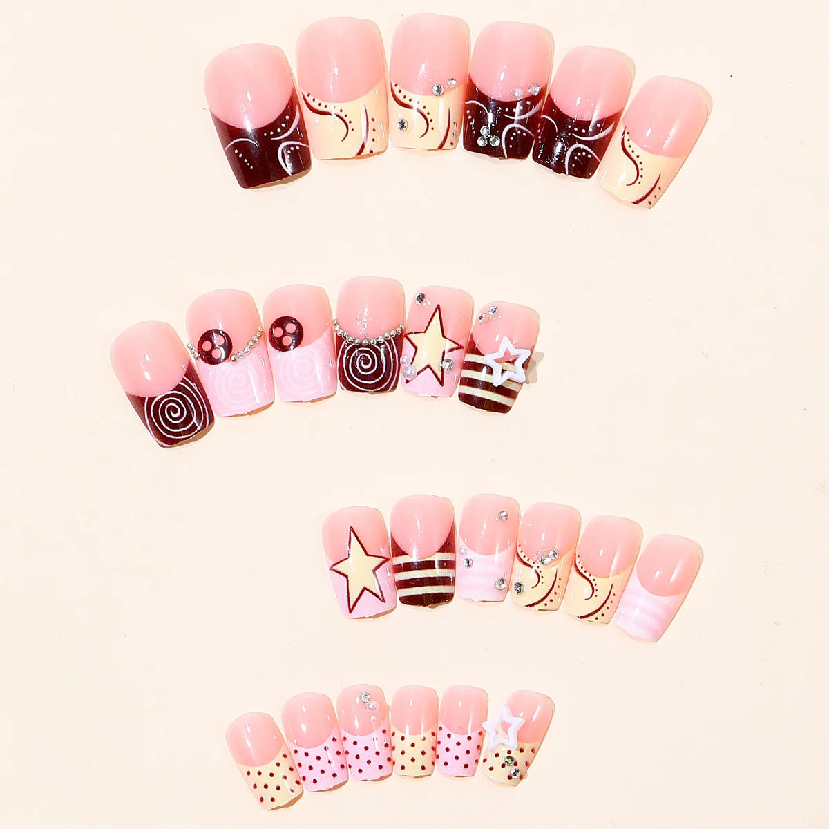 Nail Art Extensions Acrylic Stars & Swirls Easy Application