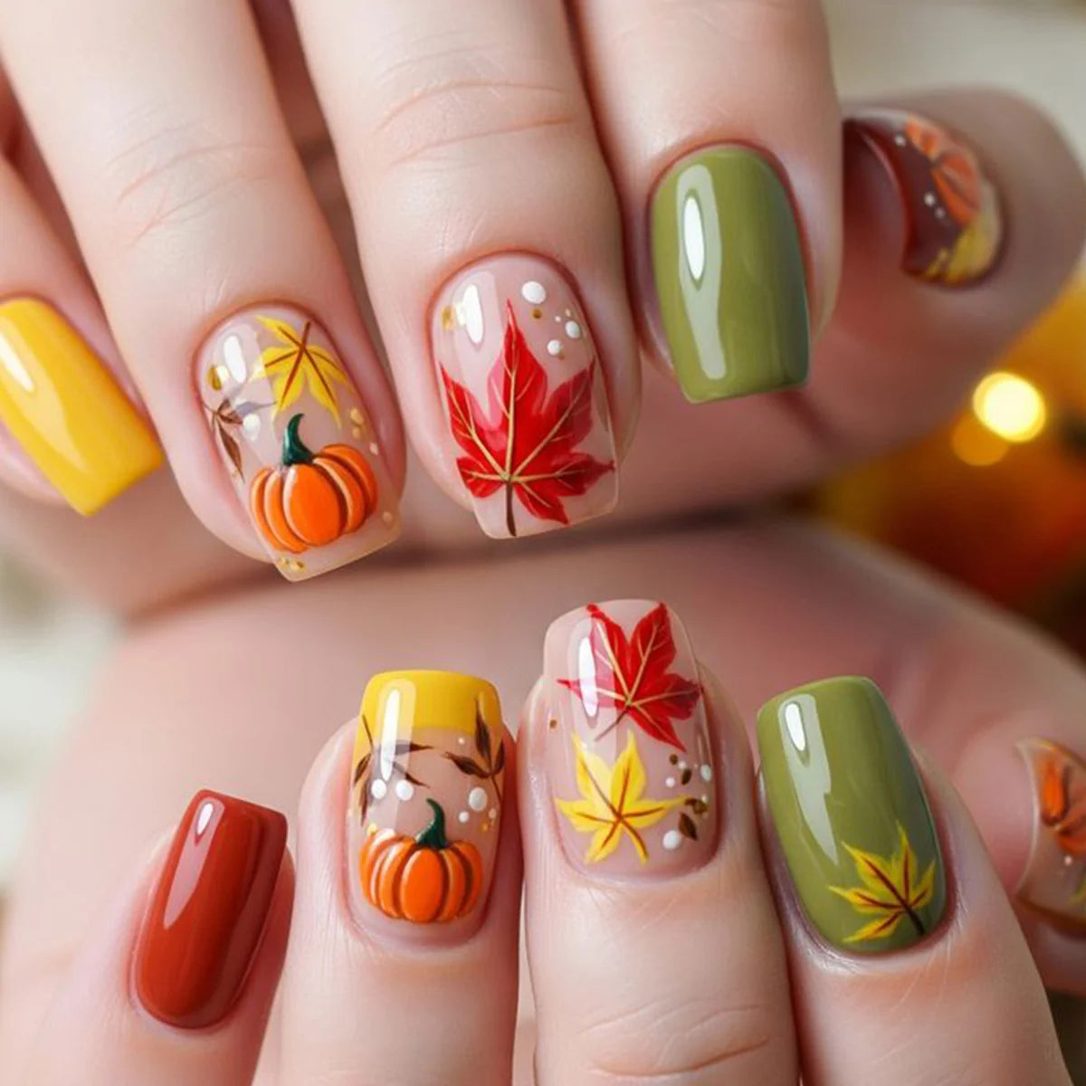 Nail Art Kit Autumn Leaves & Pumpkin Designs