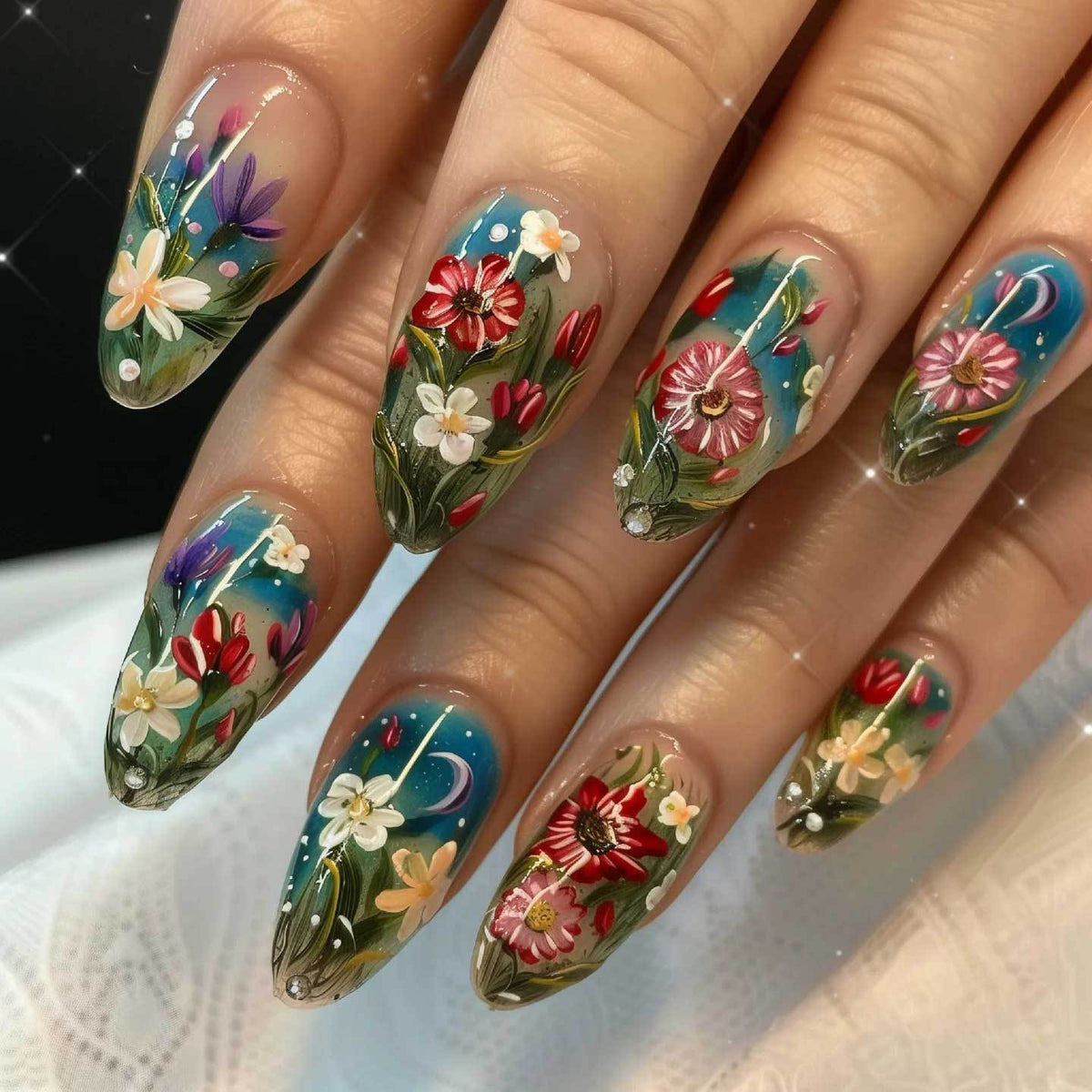 Nail Art Kit Floral Brushes & Stickers Easy Application