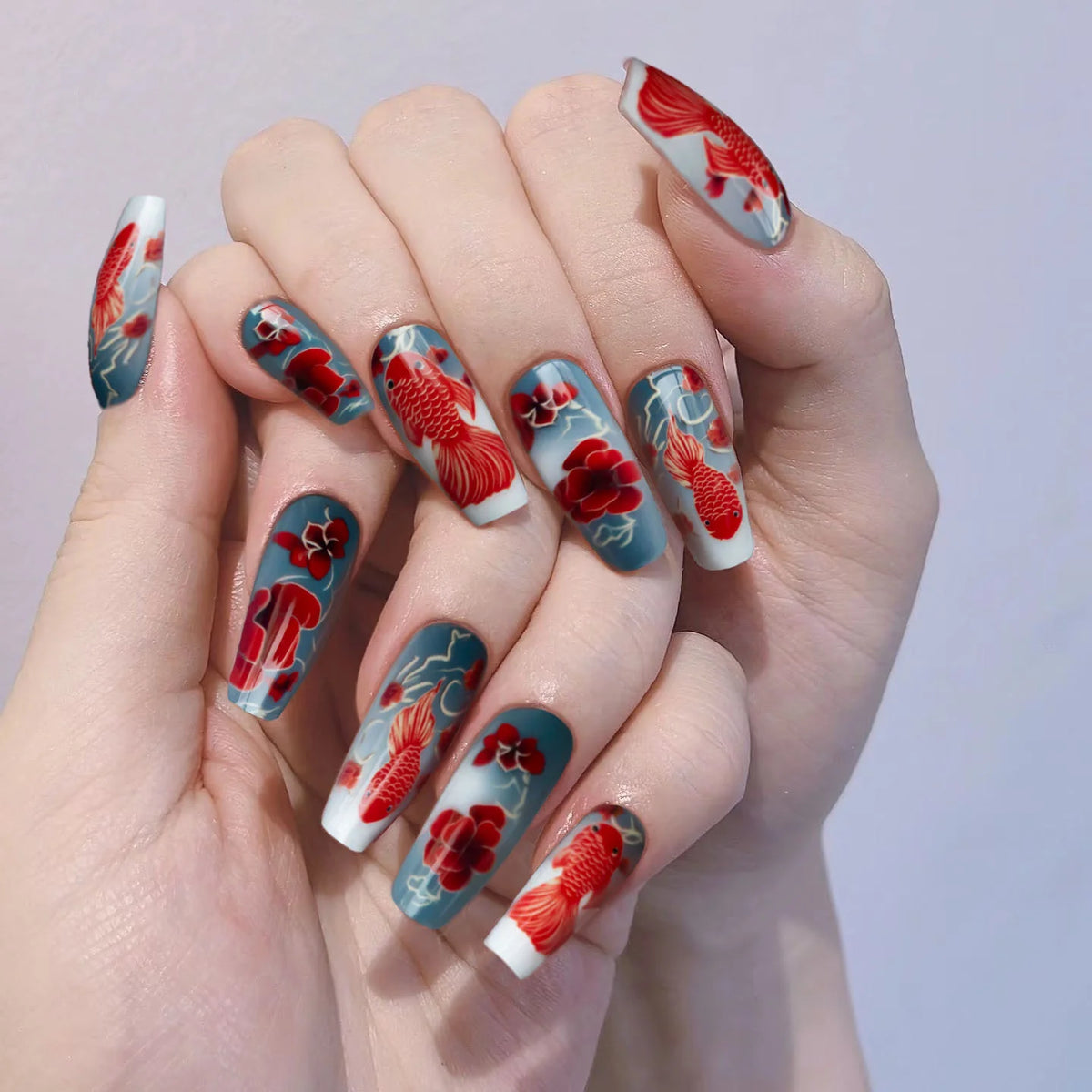 Nail Art Kit Floral & Fish Stickers & Tools