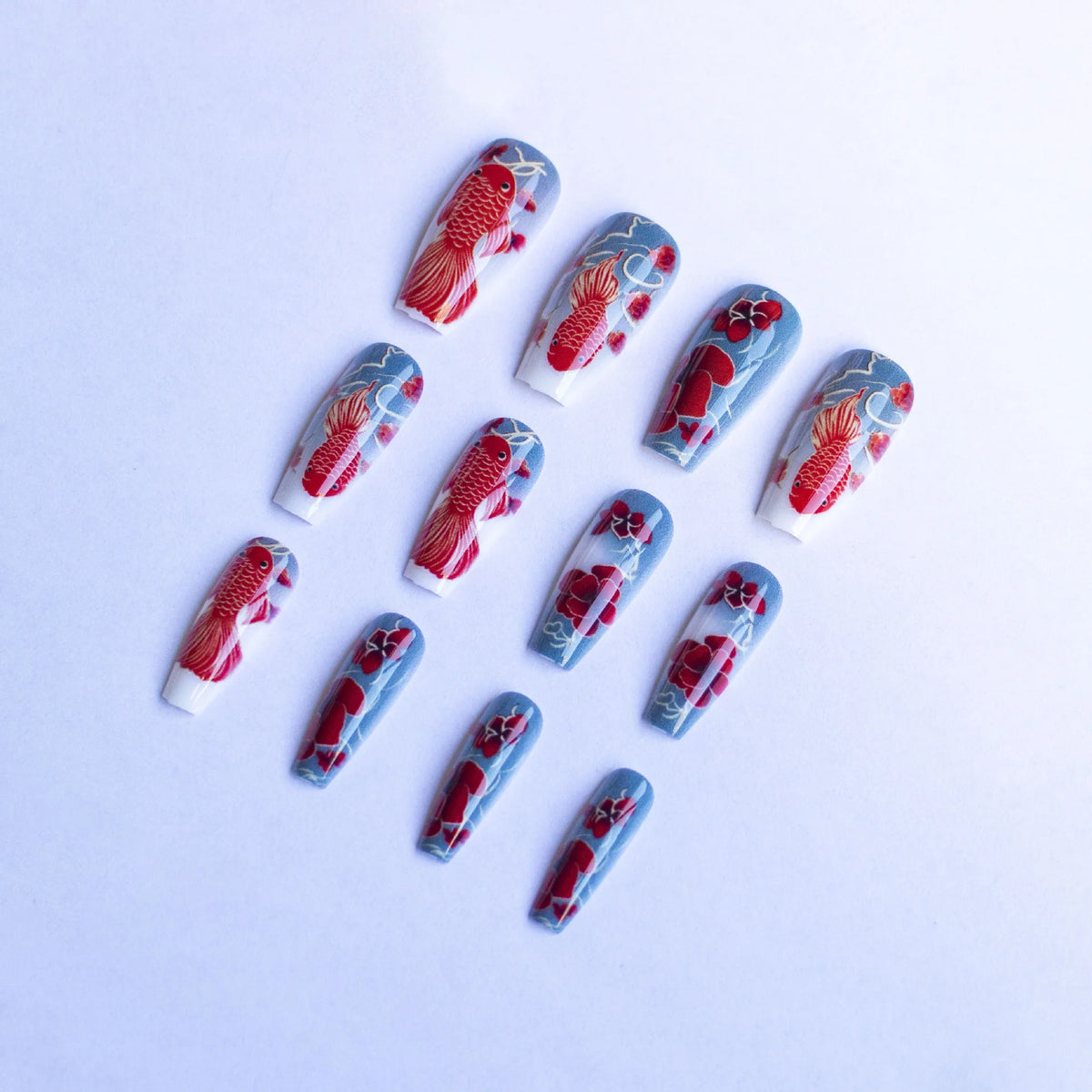 Nail Art Kit Floral & Fish Stickers & Tools