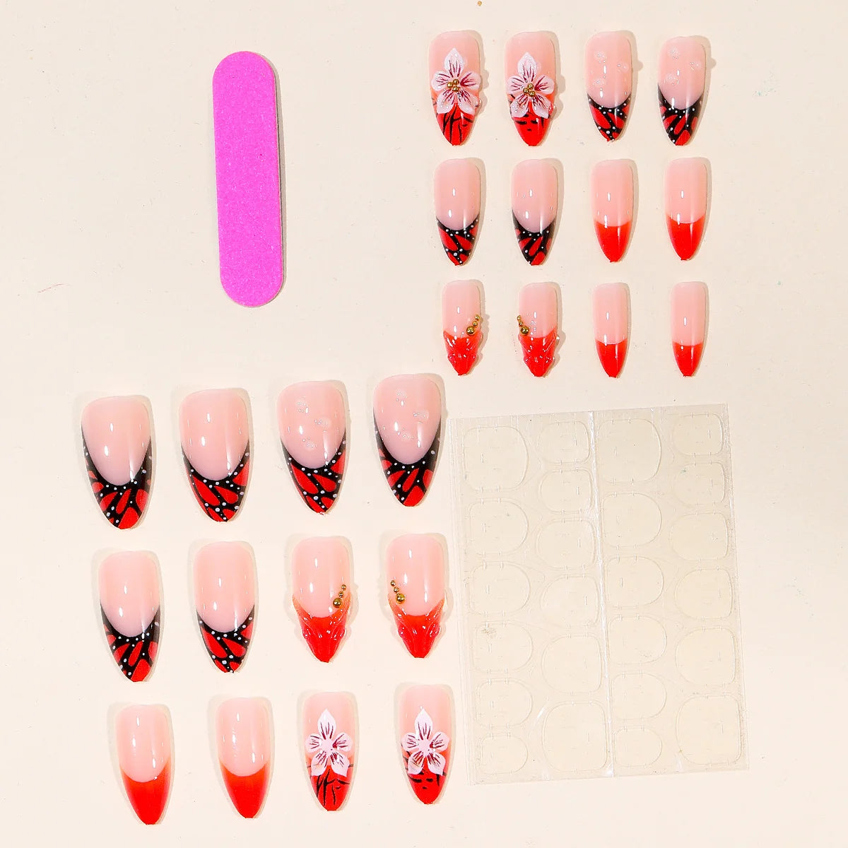 Nail Art Kit Floral & Flame Designs Complete Set