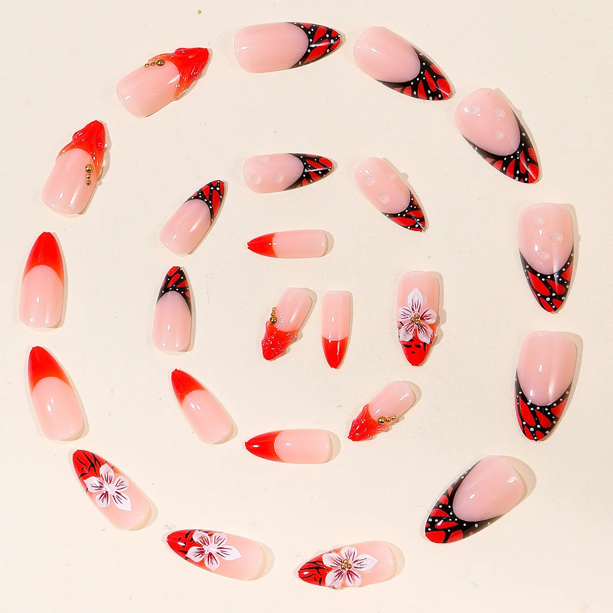 Nail Art Kit Floral & Flame Designs Complete Set