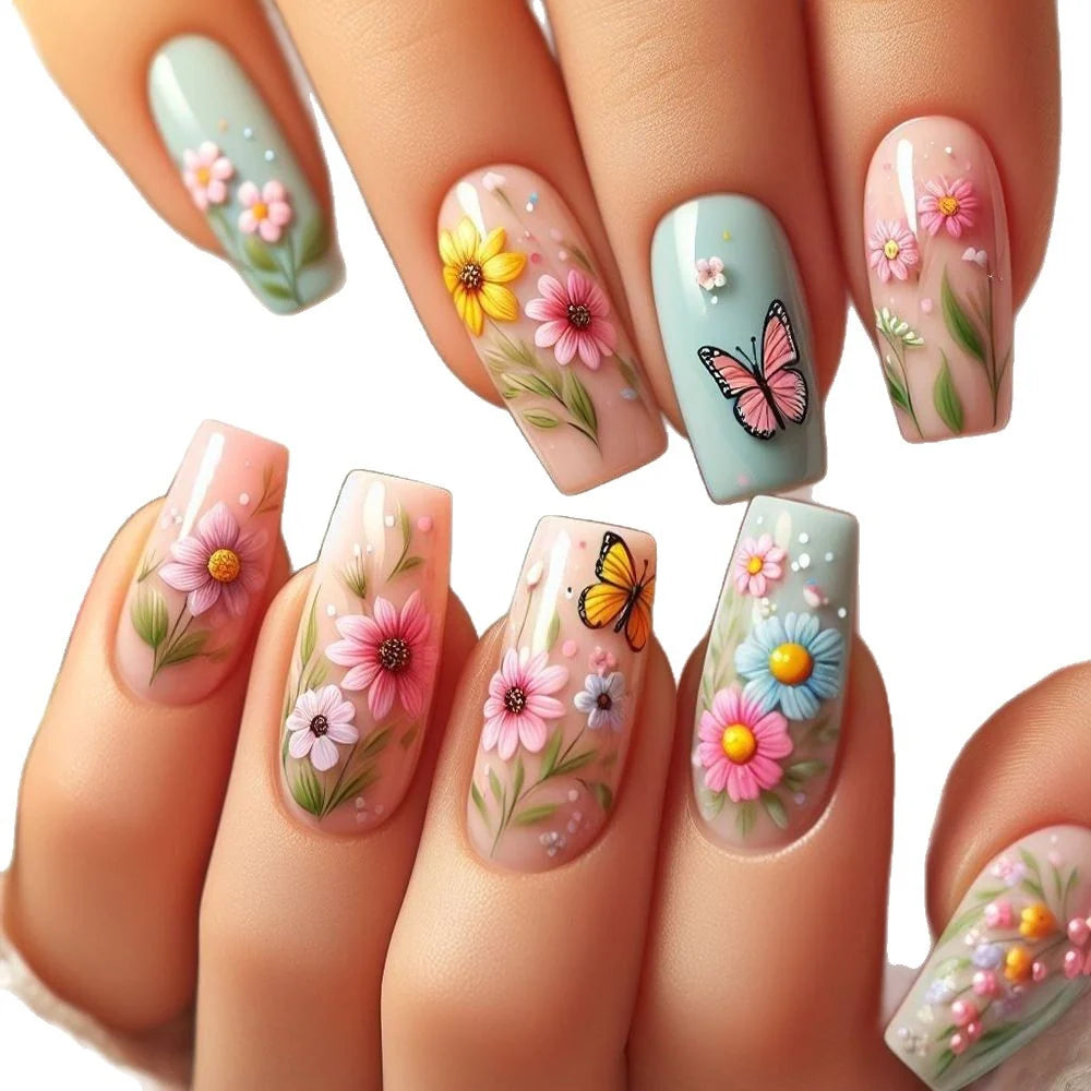 Nail Art Kit Floral Gradient Gel Polish & Strips