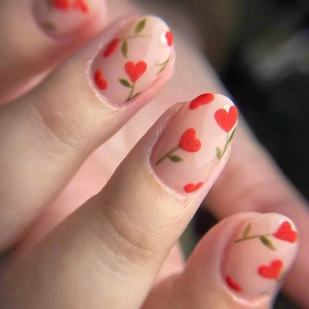 Nail Art Kit Floral Heart Designs Brushes & Stickers