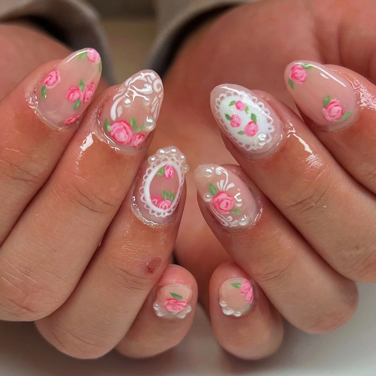 Nail Art Kit Floral Lace Designs Chip-Resistant Gel