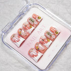 Nail Art Kit Floral & Rhinestone Press-On Reusable Adhesive