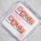 Nail Art Kit Floral & Rhinestone Press-On Reusable Adhesive