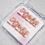 Nail Art Kit Floral & Rhinestone Press-On Reusable Adhesive