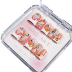 Nail Art Kit Floral & Rhinestone Press-On Reusable Adhesive