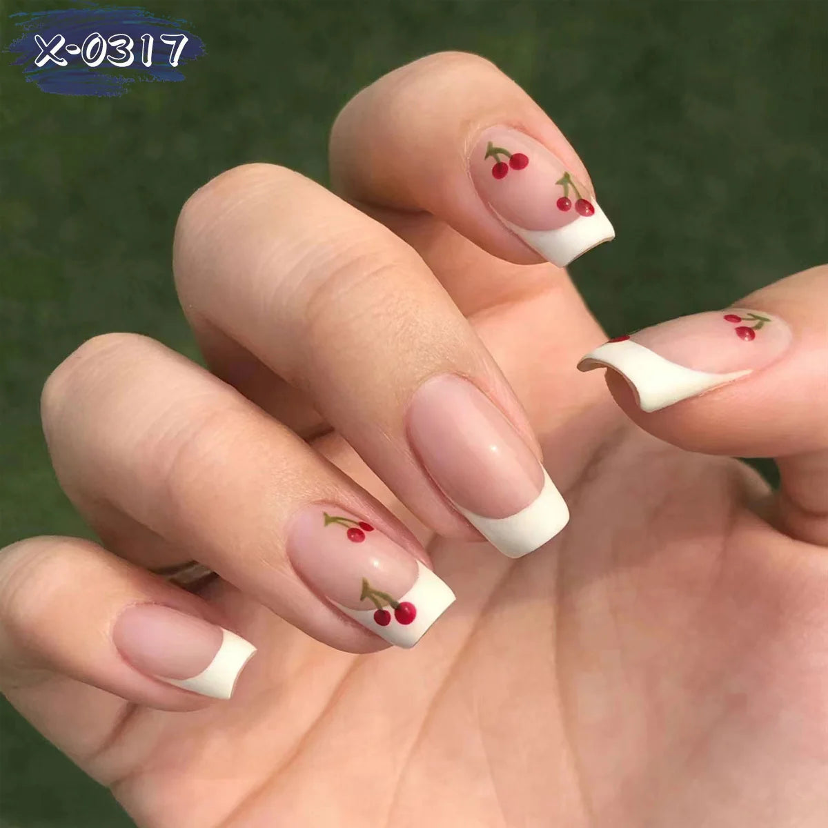 Nail Art Kit French Tip Cherry Blossom Easy-Apply Stickers