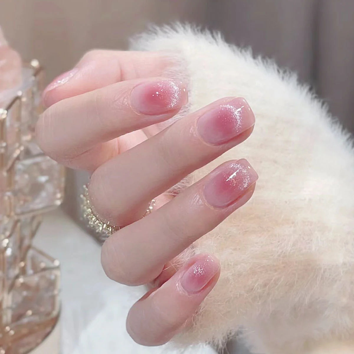 Nail Art Kit Glitter Ombre Pink Easy Application