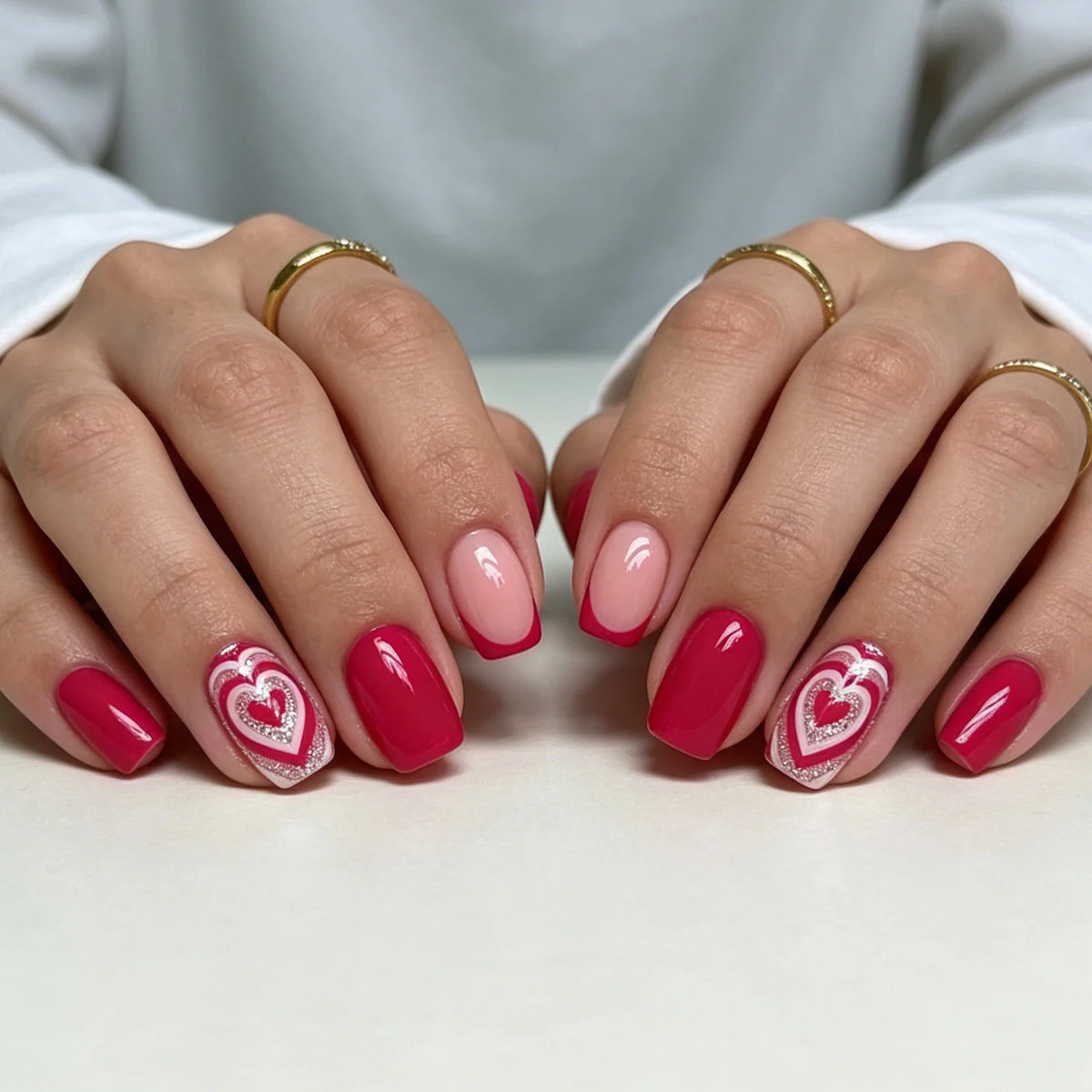 Nail Art Kit Heart Stickers & Rhinestones
