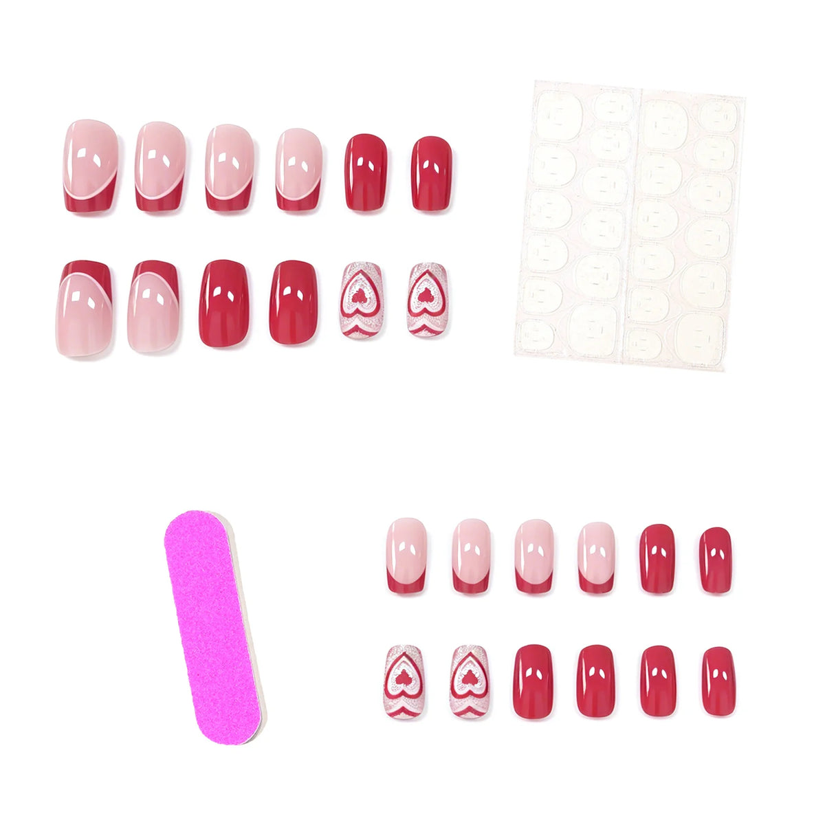 Nail Art Kit Heart Stickers & Rhinestones