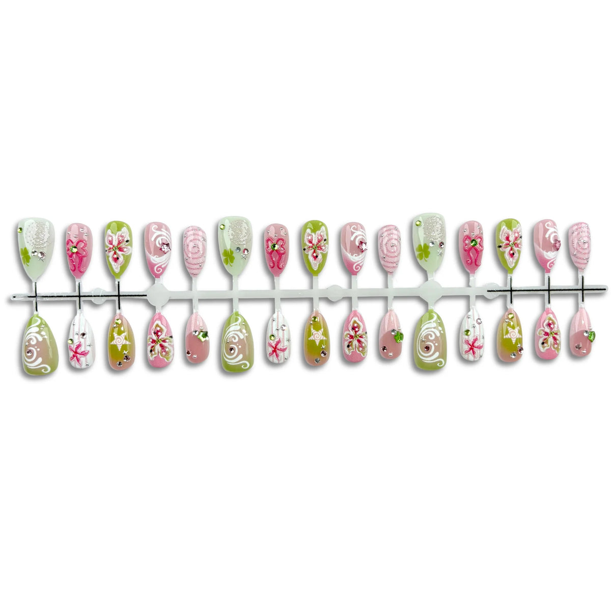 Nail Art Press-On Set Floral Reusable Multiple Sizes