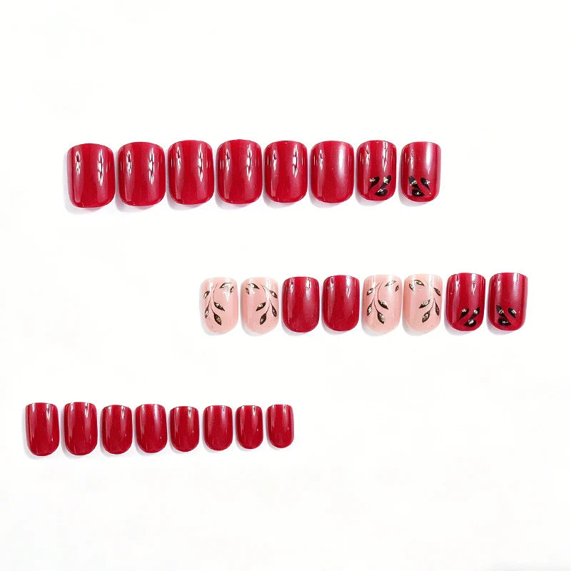 Nail Art Set 24 Piece Intricate Leaf Designs Glossy Finish