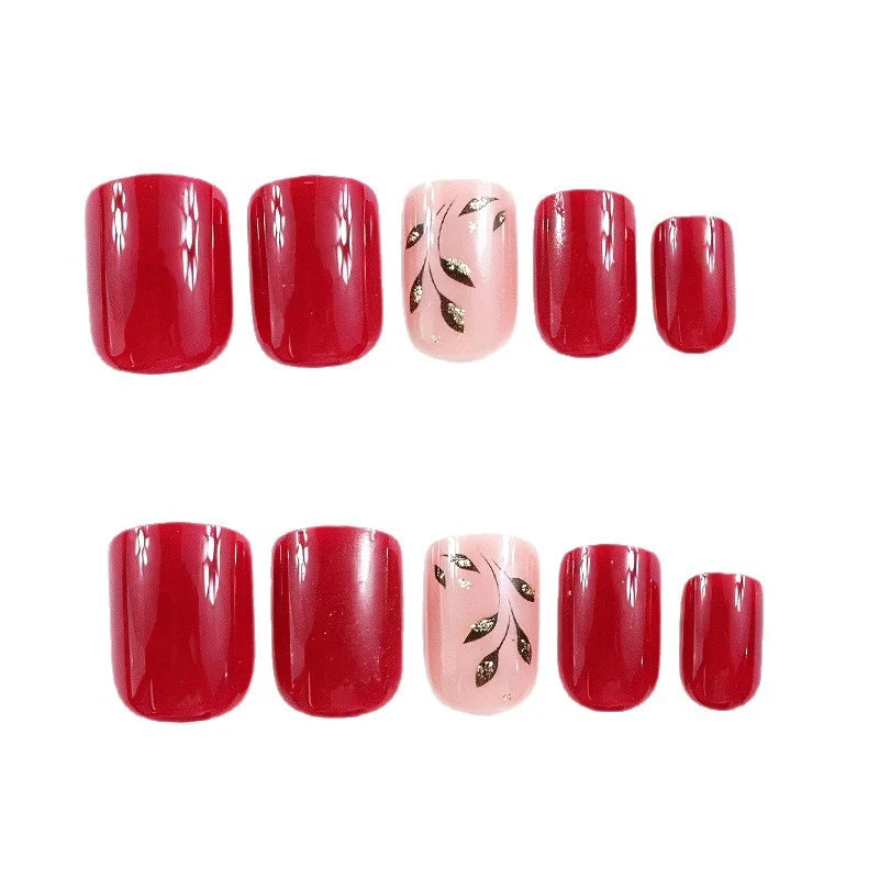 Nail Art Set 24 Piece Intricate Leaf Designs Glossy Finish