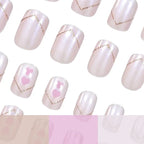 Nail Art Set 24-Piece Iridescent Heart Designs