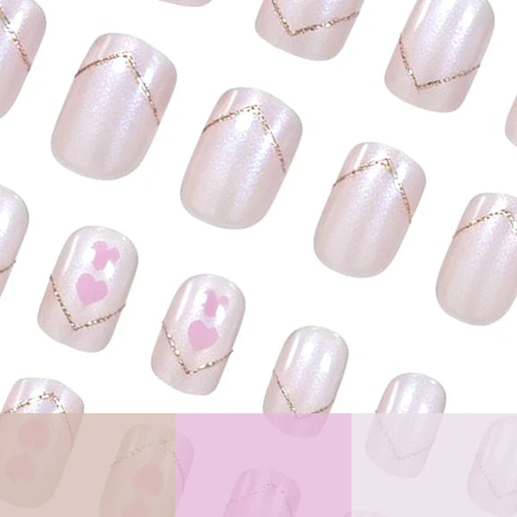 Nail Art Set 24-Piece Iridescent Heart Designs