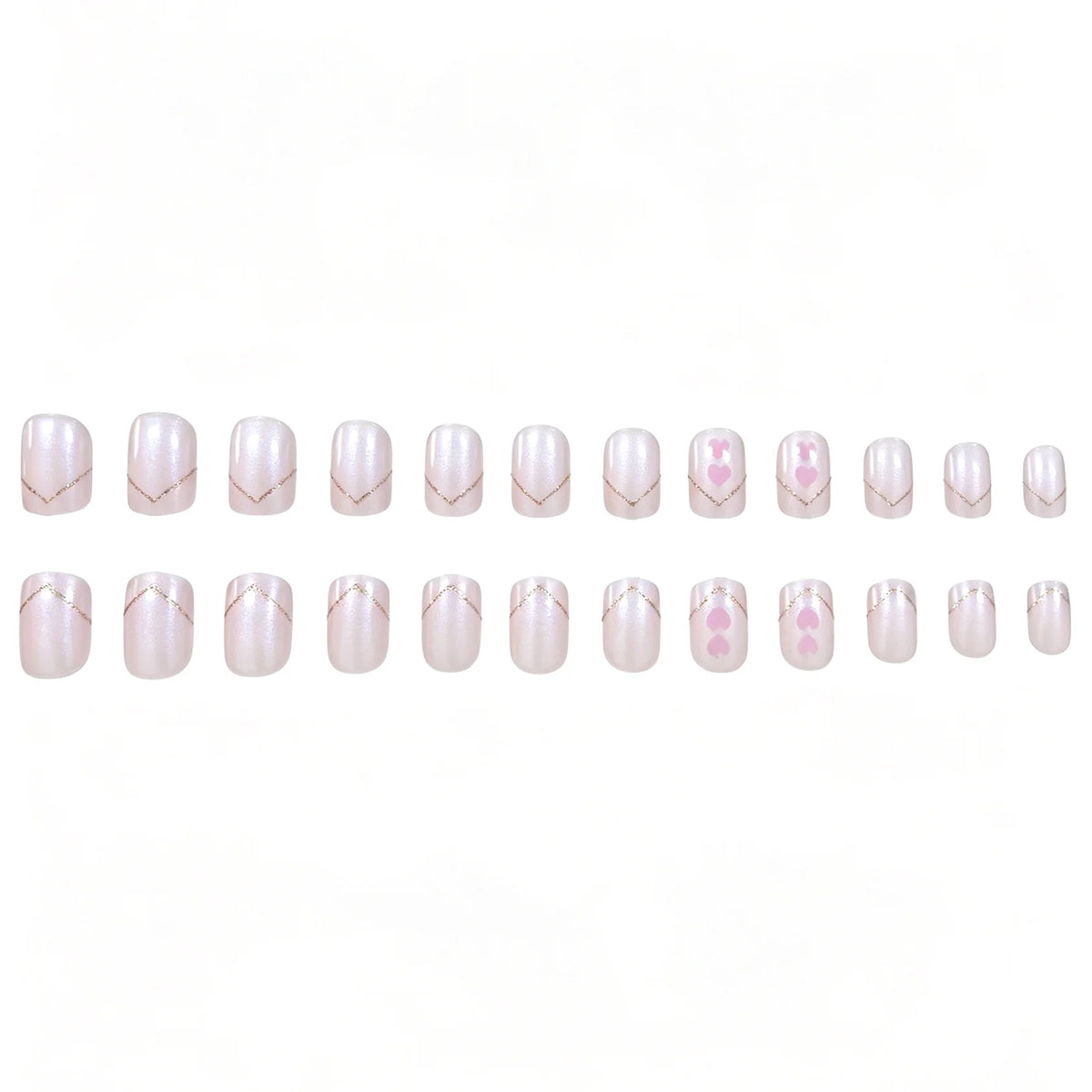 Nail Art Set 24-Piece Iridescent Heart Designs