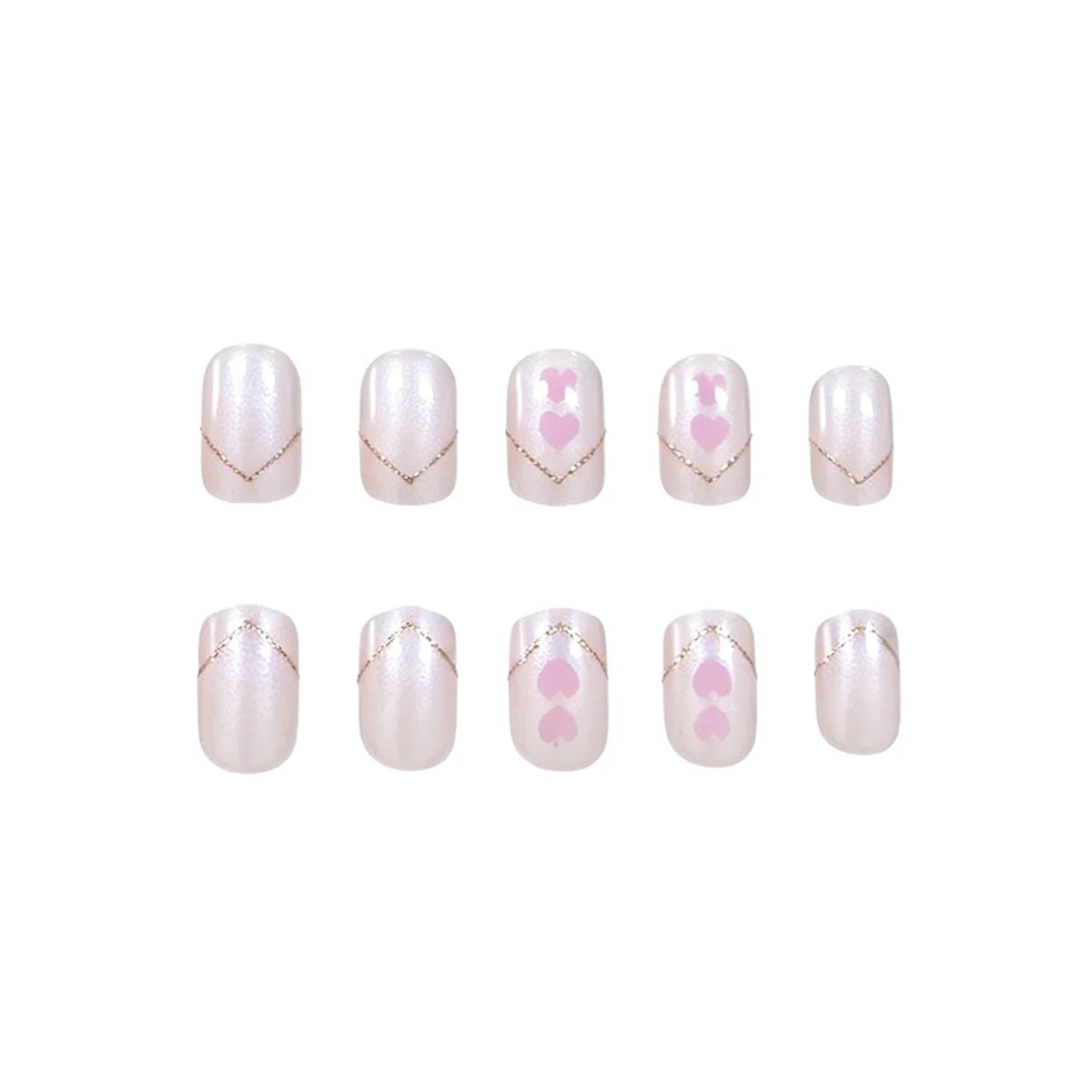 Nail Art Set 24-Piece Iridescent Heart Designs
