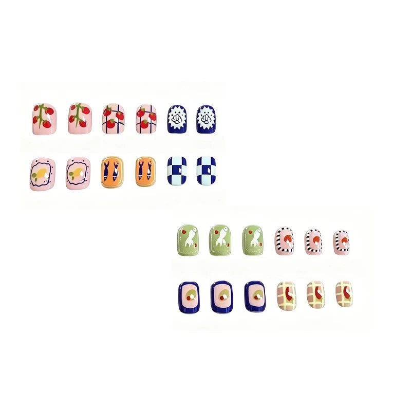 Nail Art Set 24-Piece Playful Patterns Salon-Quality