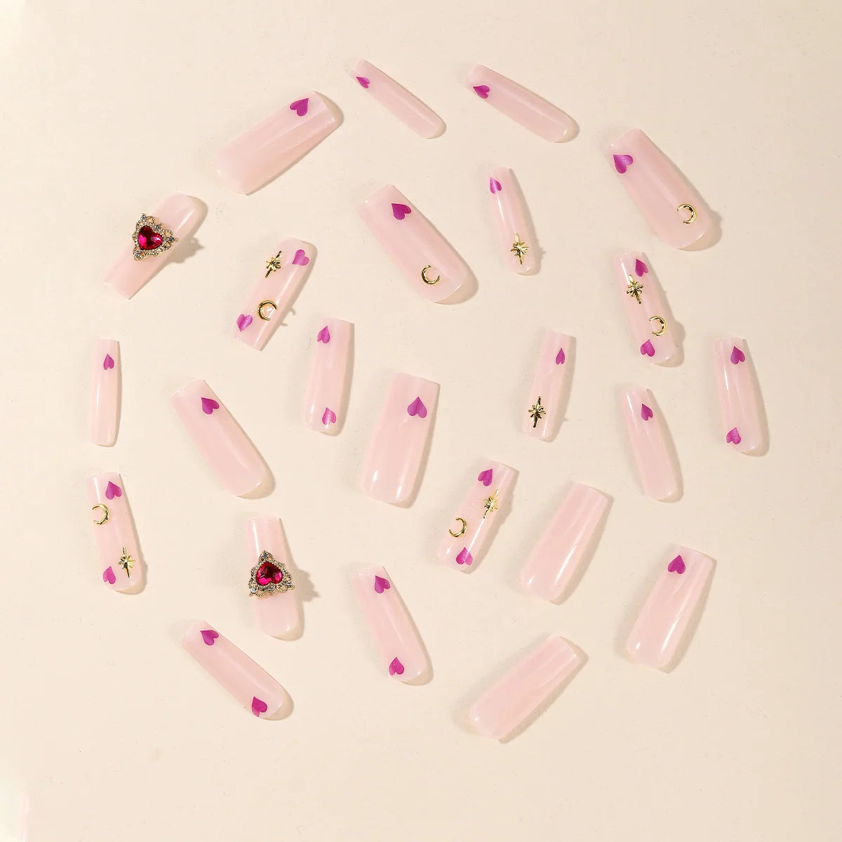 Nail Art Set 3D Hearts & Stars Sparkling Accents