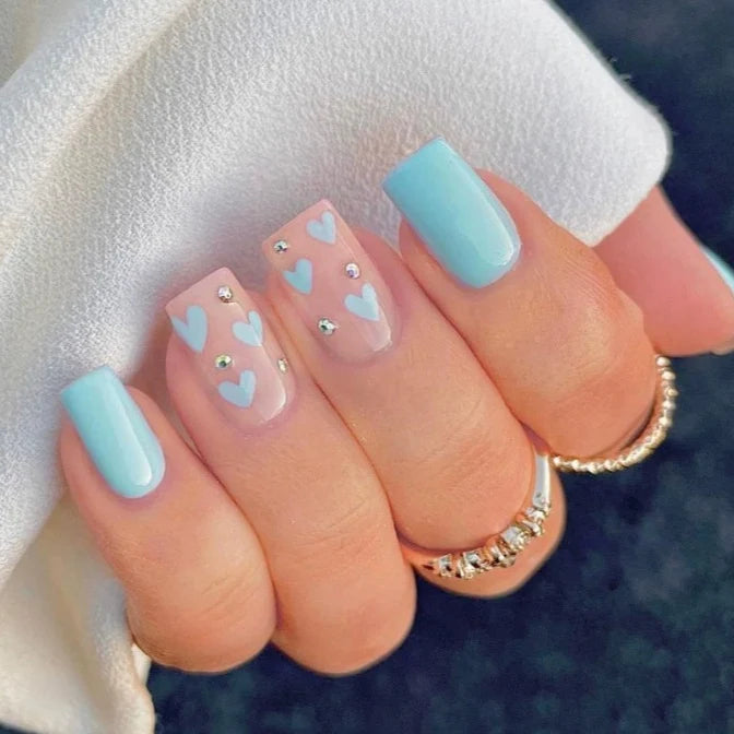 Nail Art Set Acrylic Heart Pattern & Rhinestones
