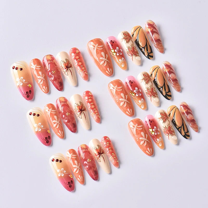 Nail Art Set Autumn Designs Easy Application & Long-Lasting
