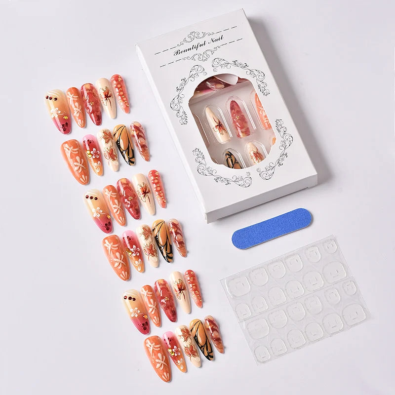 Nail Art Set Autumn Designs Easy Application & Long-Lasting